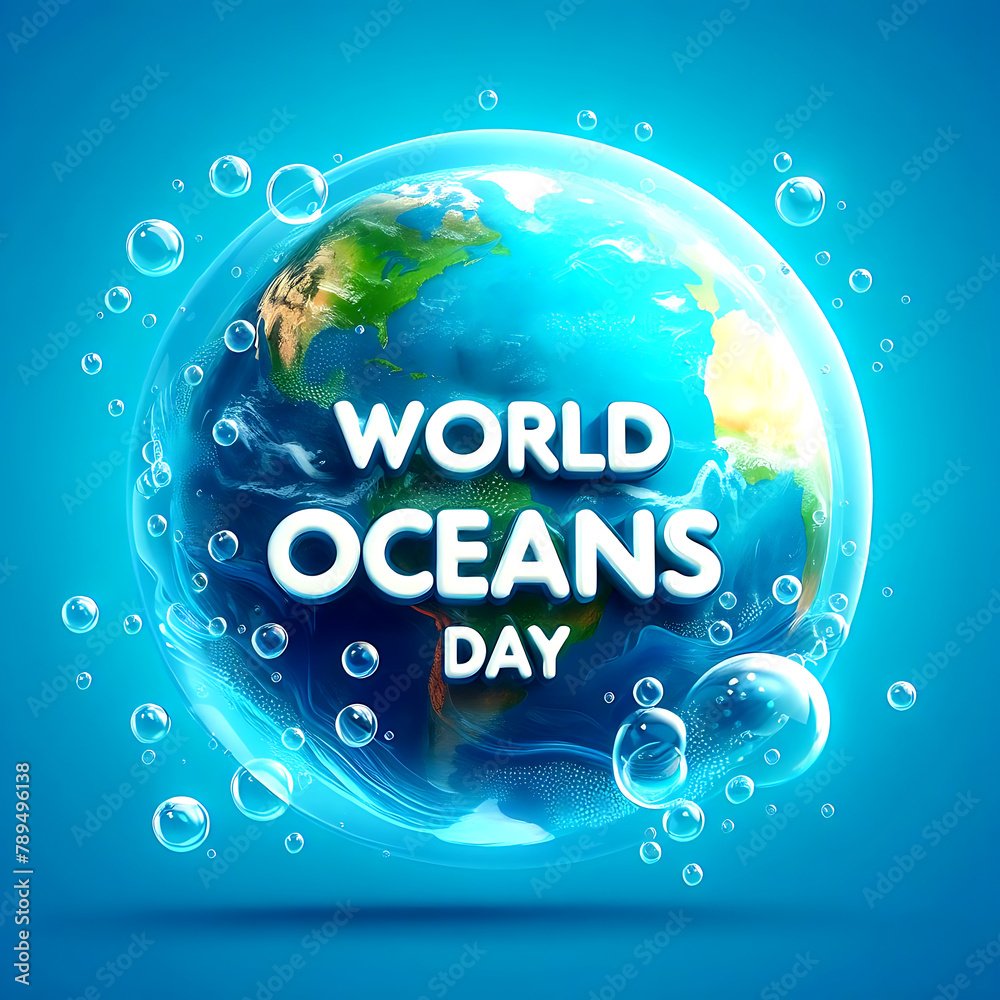 World Oceans Day 8 June Save our ocean with beautiful coral and seaweed background 3D text. World Oceans Day 8 June Save our ocean with beautiful coral and seaweed background 3D text.