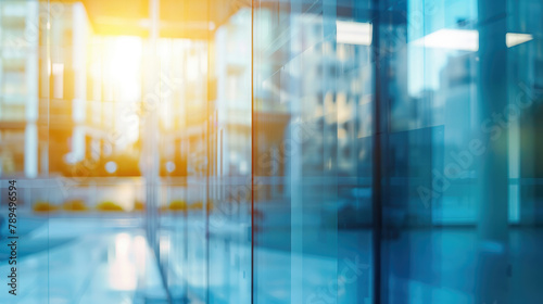 Blurred Glass Wall of Office Building