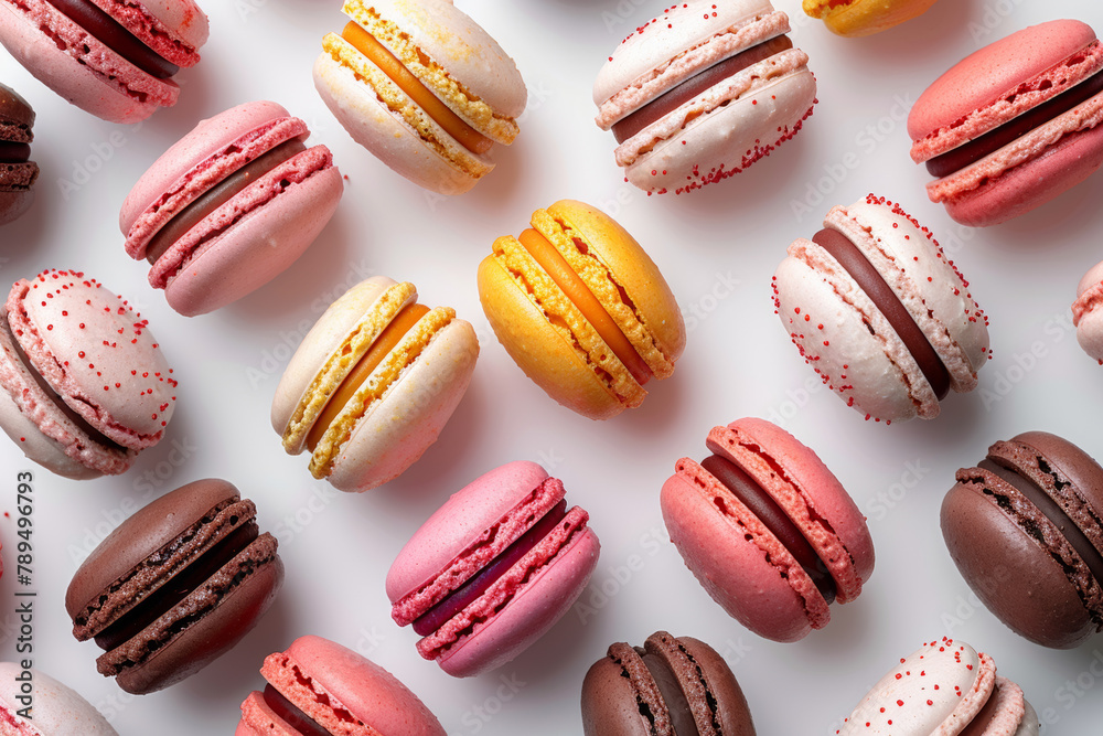 macaroon pattern of bright colors on a white background macaroon pattern of bright colors on a white background