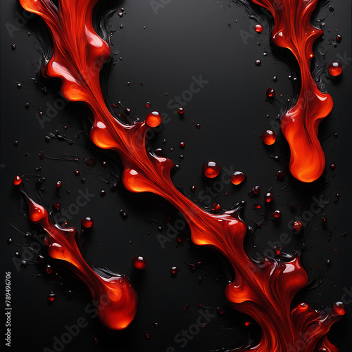 Molten droplets cascade onto the ebony canvas, sculpting a blazing diadem. A dance of scarlet fluid, a collision turned artwork