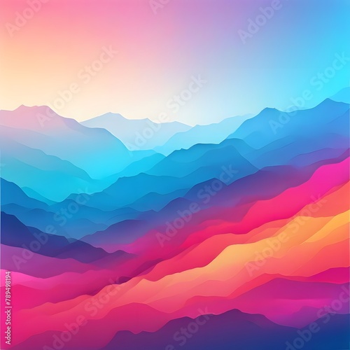 Abstract gradient background brightly colored mountains