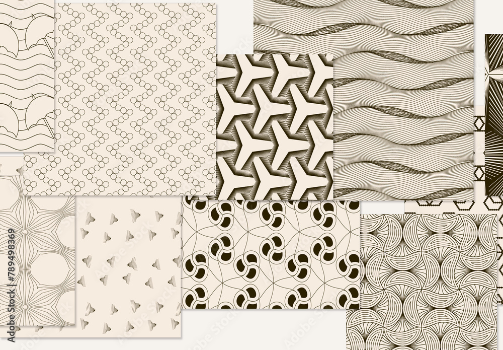Set of Simple Retro Geometric Patterns Stock Template | Adobe Stock
