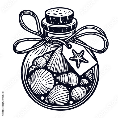 shells in a bottle illustration
