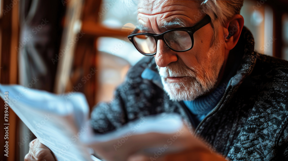 A Old Man Examining Life Insurance Documents for Retirement