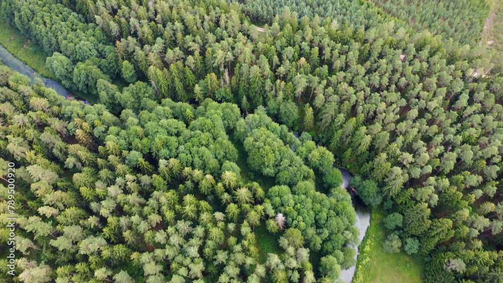 aerial pictures made with a dji mini 4 pro drone over Rospuda River, Poland. aerial pictures made with a dji mini 4 pro drone over Rospuda River, Poland.