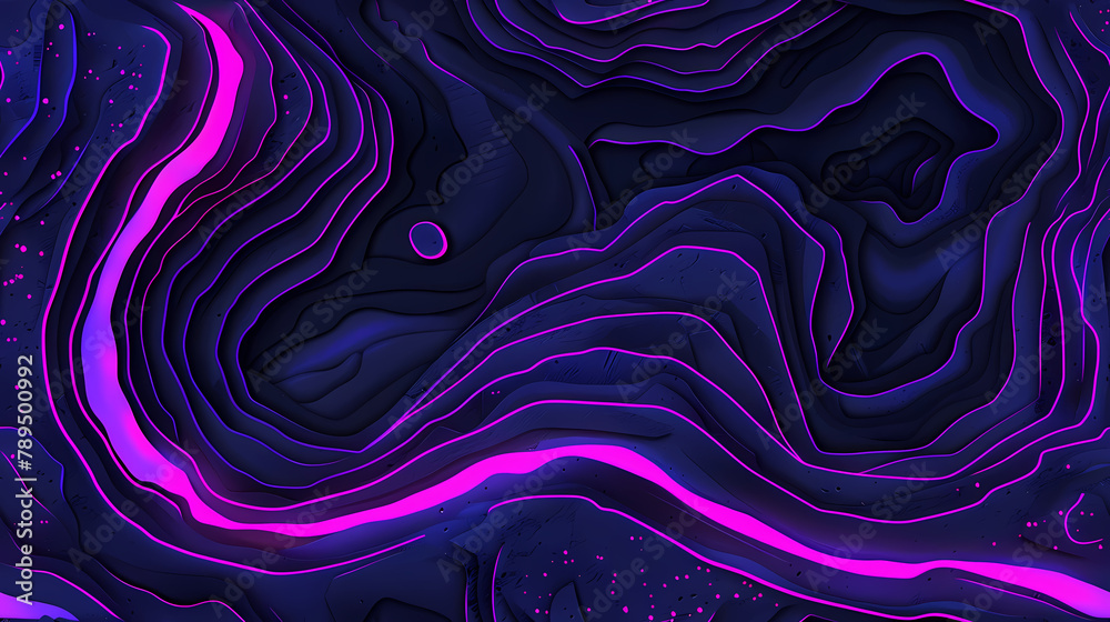 Obraz premium Vibrant Purple and Black Abstract Topography Art