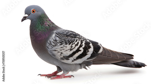 full body grey pigeon isolated on white background