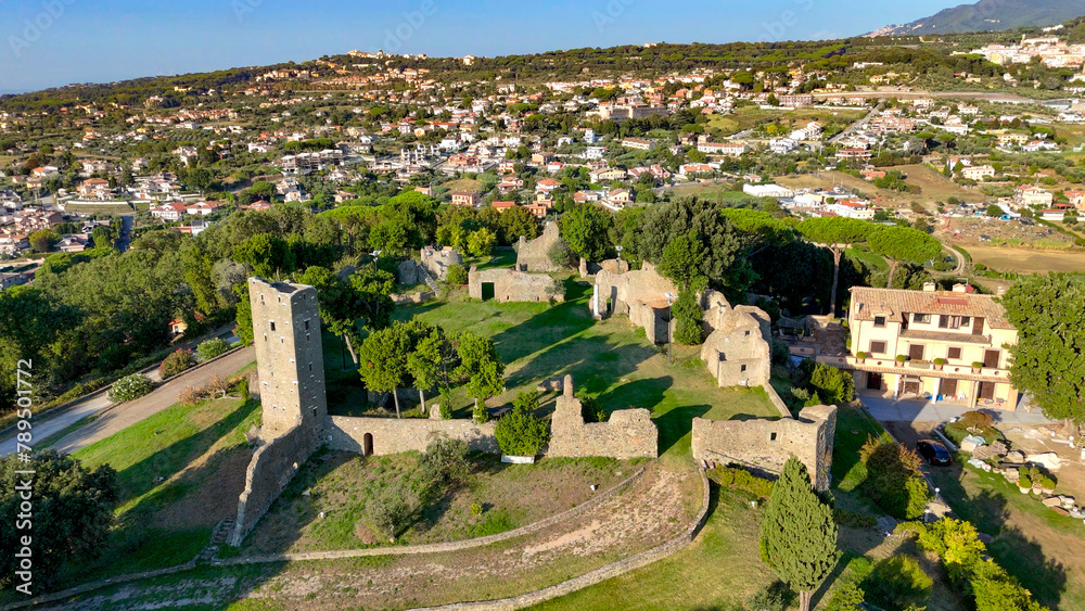 Fototapeta premium aerial pictures made with a dji mini 4 pro drone over Savello Castle, Albano Laziale, Lazio, Italy.
