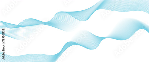 Abstract blue smooth waves on white background.Vector illustration eps10