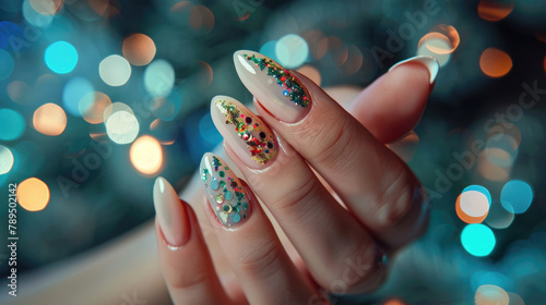 Close-up of Woman's Elegant Nail Art