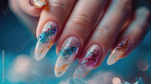 Close-up of Woman's Elegant Nail Art