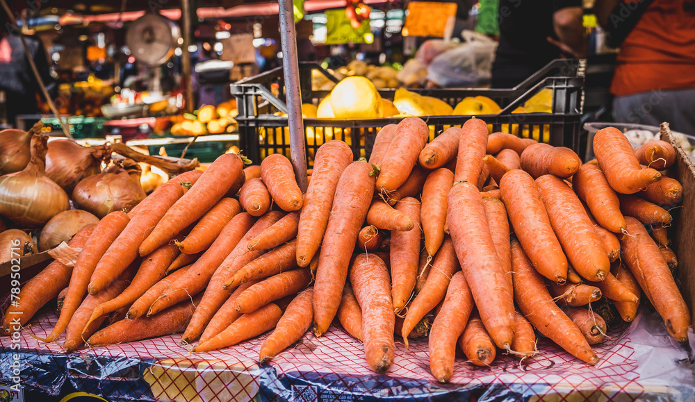 carrots in a market