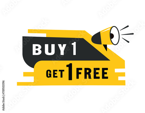 Buy 1 get 1 free speech bubble icon modern style. Banner design for business, marketing. Vector label.
