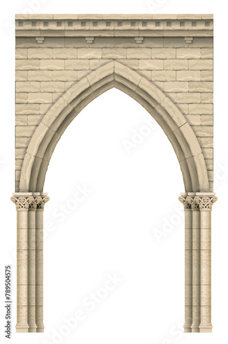 Stone beige antique gothic castle or temple arch