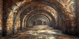 Echoing Expanse of an Abandoned Granary's Cavernous Brick Arched Tunnels