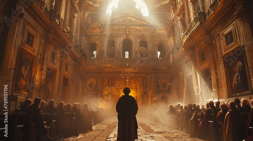 The Shakespearean Soliloquy, Amidst the grandeur of a Renaissance-era castle, an actor delivers a stirring Shakespearean soliloquy. Generated AI.