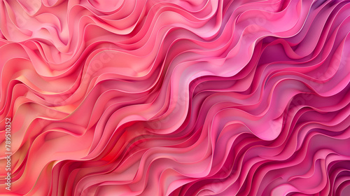 Pink and red wavy shapes abstract background.. Three dimensional textured backdrop.