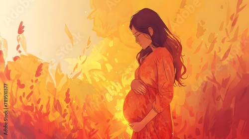 Illustration of a pregnant woman holding her belly.