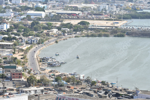 Zona Portuaria en Cartagena de Indias, Colombia, toma aérea.  photo