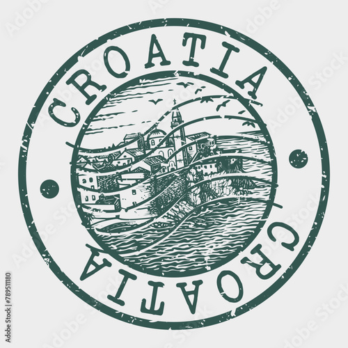 Croatia Stamp Postal. Silhouette Seal. Passport Round Design. Vector Icon. Design Retro Travel. National Symbol.