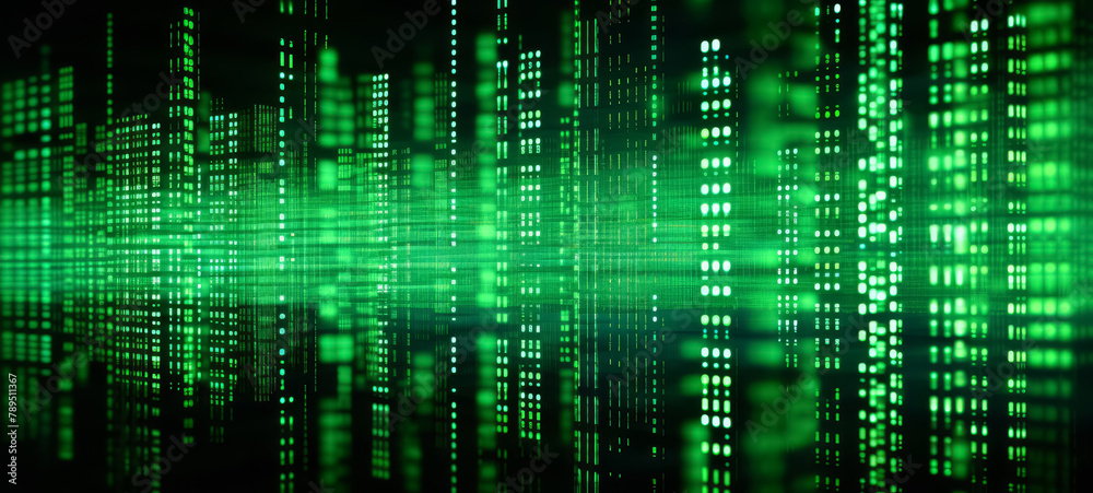 Green Digital Binary Data Stream Green Digital Binary Data Stream