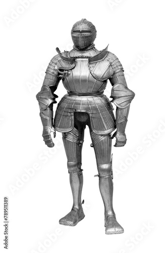 Medieval full body knight suit of armor isolated