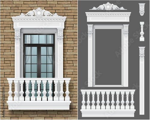 Classic white architectural door facade frame