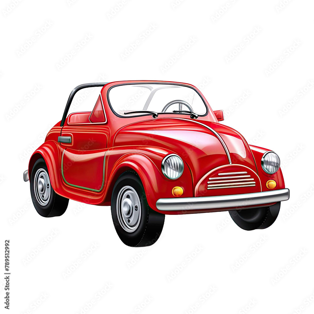 A red car, isolated on transparent background. Generative AI