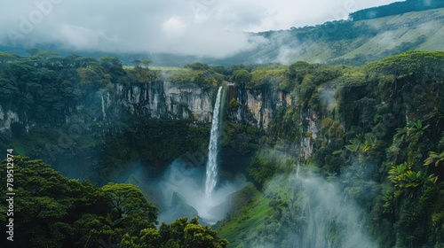 View of Tamasopo falls surrounded by nature in the beautiful