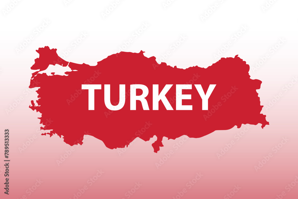 A Red Color Turkey Map Isolated On A White Background And Inside The Ma The Word Turkey Is Written In White Color Text.