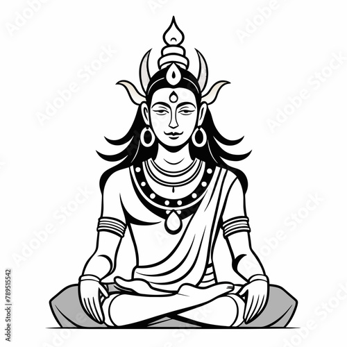 Wallpaper Mural yoga lotus pose of a Shiva  Vector Illustration  Torontodigital.ca