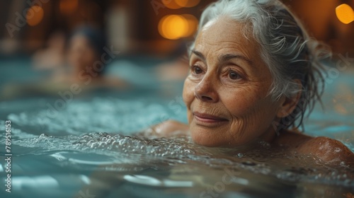 Serene Senior Woman Enjoying a Relaxing Swim