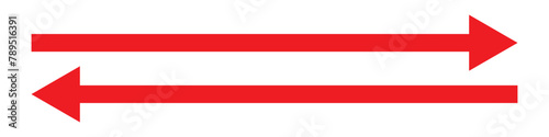 Straight long right vector arrow icon. Horizontal dual long straight arrow. Double arrow icon. Dual sign. Navigator button. Transfer icon. Exchange arrow icon.
