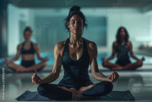 Tranquil Yoga Session, Woman Meditating in Class