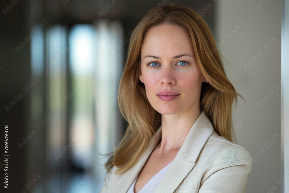 Business portrait of a woman on the background of a window Business portrait of a woman on the background of a window