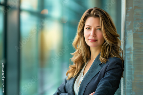 Business portrait of a woman on the background of a window