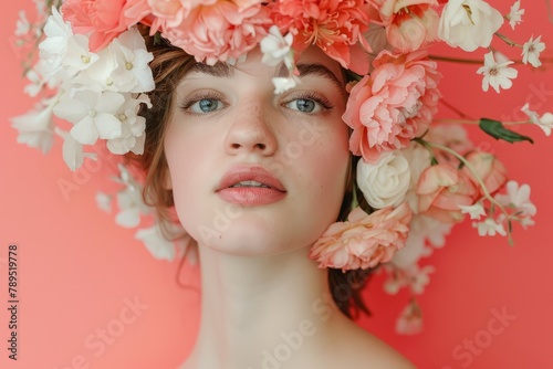 Serene Woman Amongst Vibrant Spring Blossoms