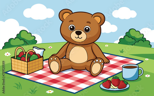 Adorable Teddy Bear Picnic. Sweet Teddy Bear Picnic Scene. Playful Teddy Bear Picnic