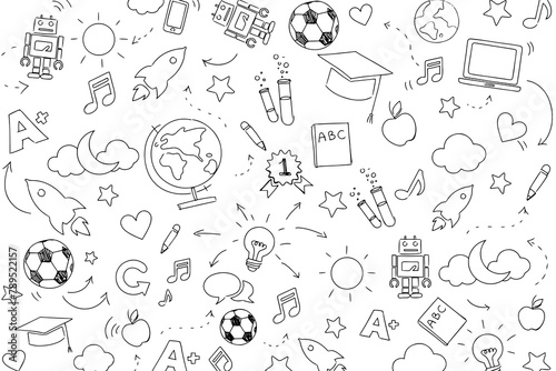 Png education pattern background in doodle style photo