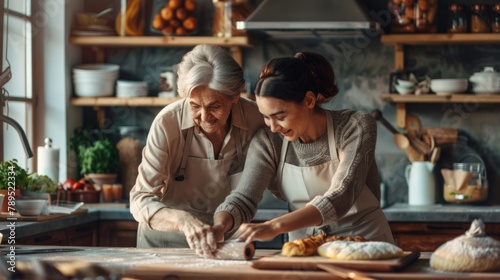 Grandmother Teaching Granddaughter Baking