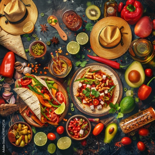 Vibrant Mexican Food Painting on Table