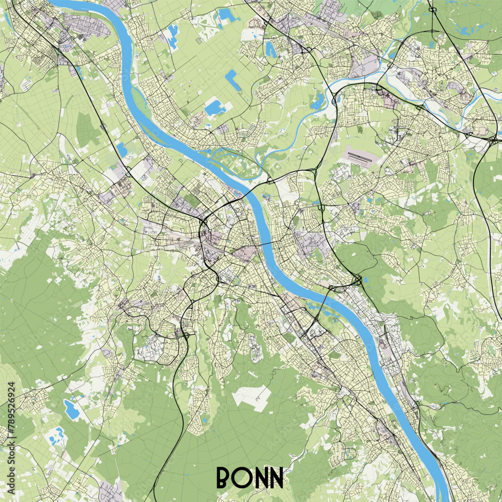 Obraz premium Bonn Germany map poster art