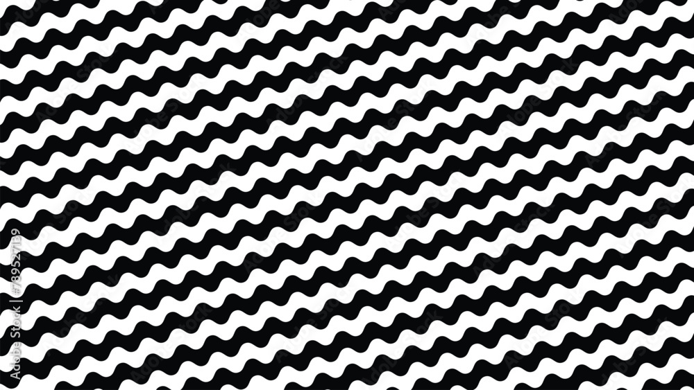 Wave pattern black and white background texture for fashion fabric style