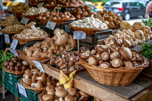 Organic Mushroom Selection at Local Farmers Market