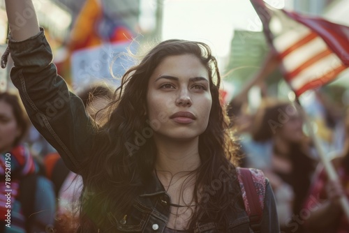 Young Woman Leading Urban Demonstration