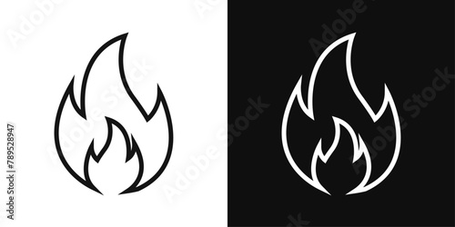 Fire Element Icon Set. Dynamic flame and heat vector symbols for energy designs.