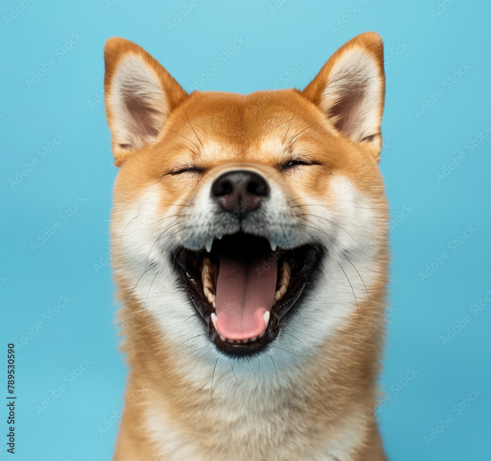 Happy Shiba Inu with a big yawn
