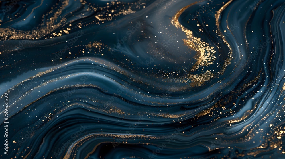 Abstract exclusive blue paint with a hint of gold wallpaper. Detailed stroke of paint. Abstract exclusive blue paint with a hint of gold wallpaper. Detailed stroke of paint.