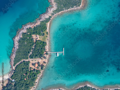 Turqouise Sea in the Sedir Island Drone Photo, Ula Marmaris, Mugla Turkiye (Turkey) photo