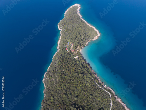 Turqouise Sea in the Sedir Island Drone Photo, Ula Marmaris, Mugla Turkiye (Turkey) photo